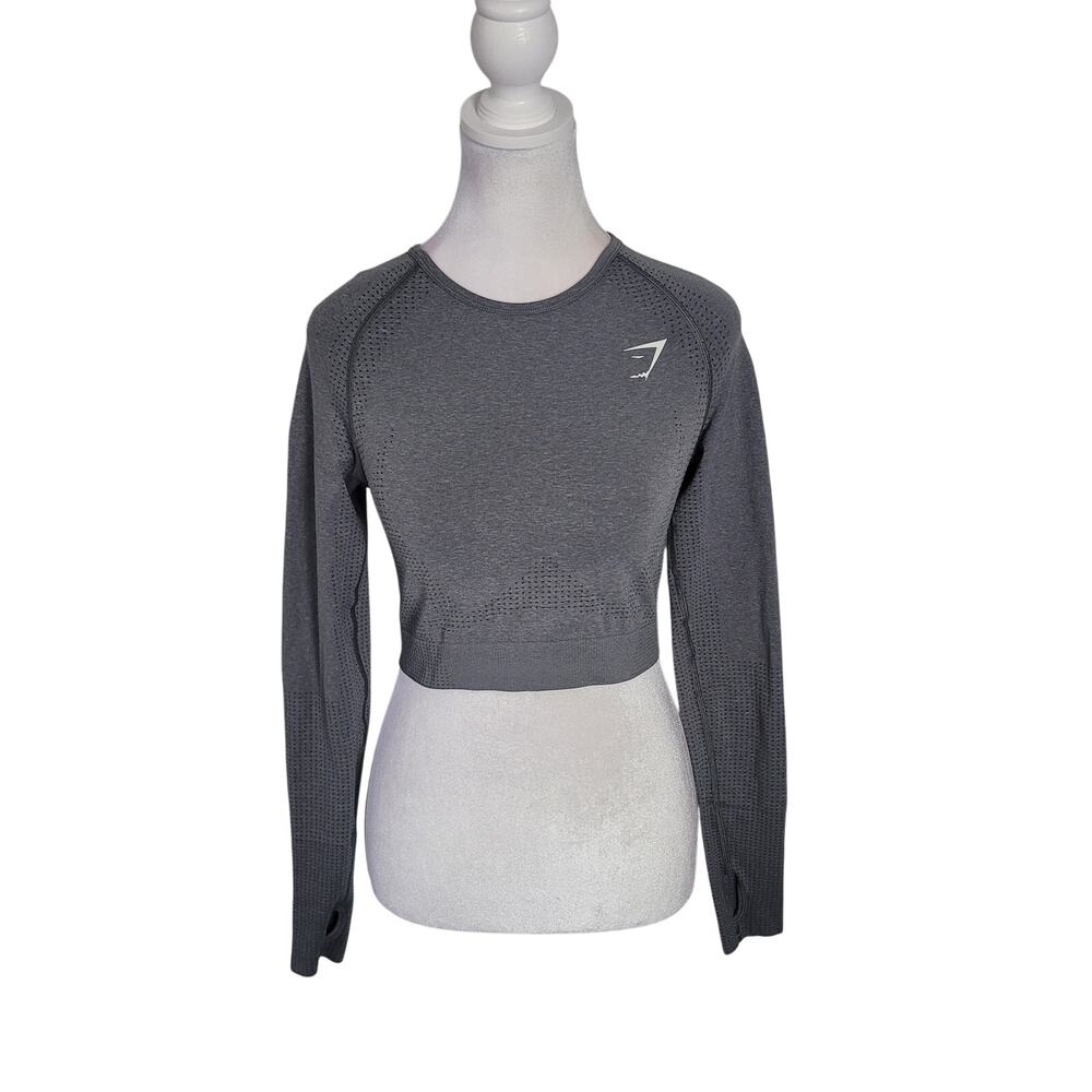 Gymshark Size‎ EST XS Vital Seamless 2 Long Sleeve Crop Top Athleisure Workout